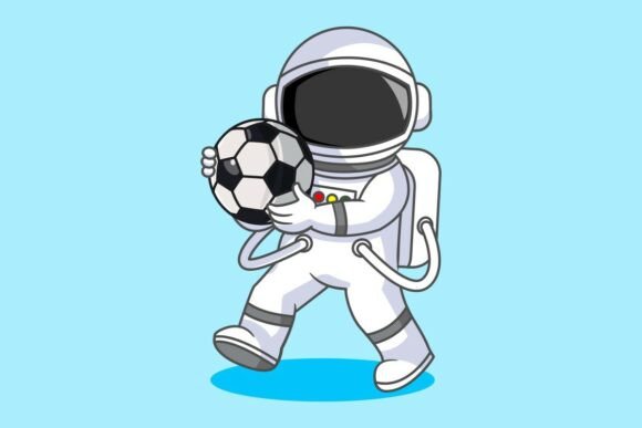 Cute Astronaut Soccer Graphics & Illustrations