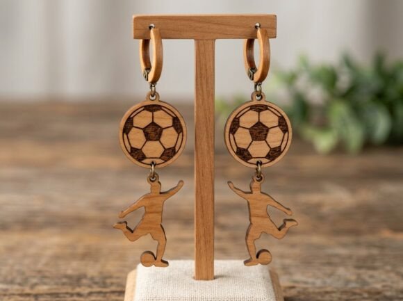 Soccer Player Earring Laser Cut Design for Crafts & Graphics